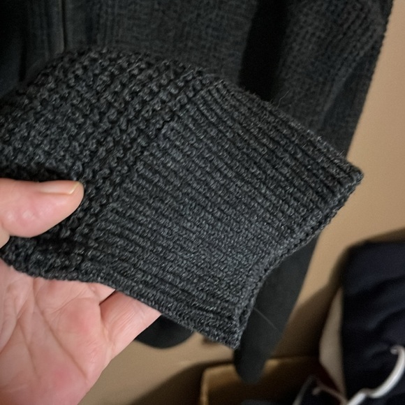 Waffle knit cotton cardigan zipper up pockets - Picture 4 of 6